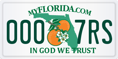 FL license plate 0007RS