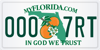 FL license plate 0007RT