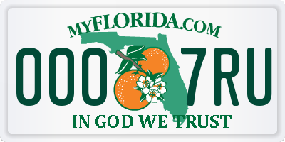 FL license plate 0007RU