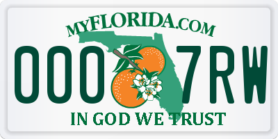 FL license plate 0007RW