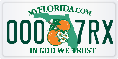 FL license plate 0007RX