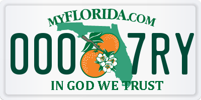 FL license plate 0007RY