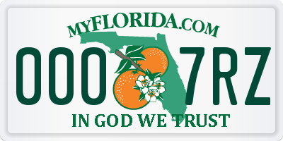 FL license plate 0007RZ