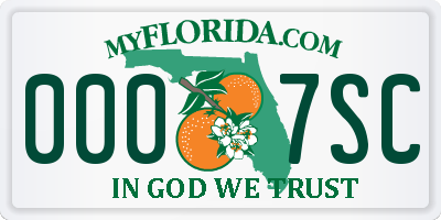 FL license plate 0007SC