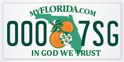 FL license plate 0007SG