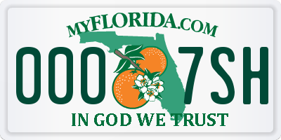 FL license plate 0007SH