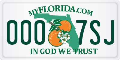 FL license plate 0007SJ