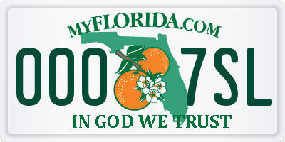 FL license plate 0007SL