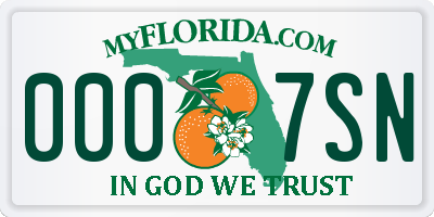 FL license plate 0007SN