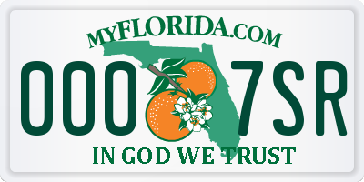 FL license plate 0007SR
