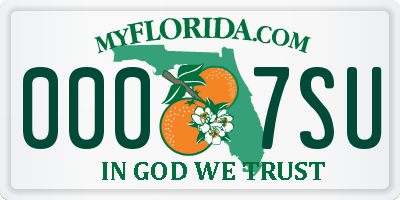 FL license plate 0007SU