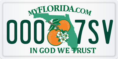 FL license plate 0007SV