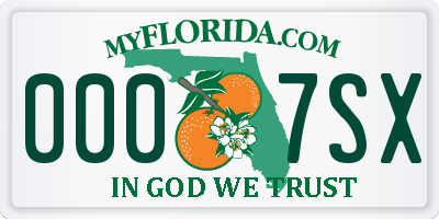 FL license plate 0007SX