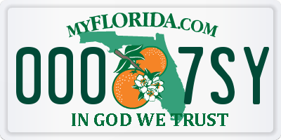 FL license plate 0007SY