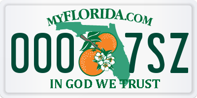 FL license plate 0007SZ