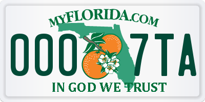 FL license plate 0007TA