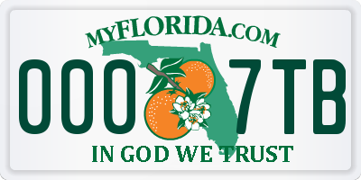 FL license plate 0007TB