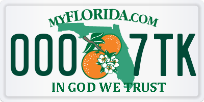 FL license plate 0007TK