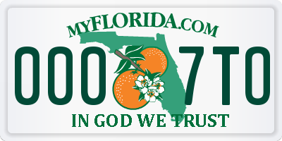 FL license plate 0007TO