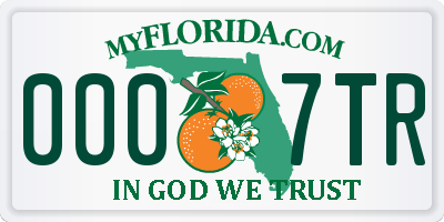 FL license plate 0007TR