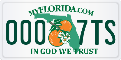 FL license plate 0007TS