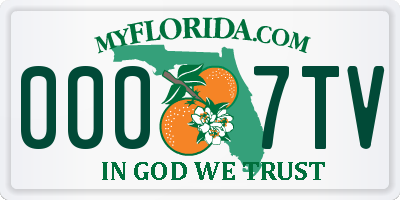 FL license plate 0007TV