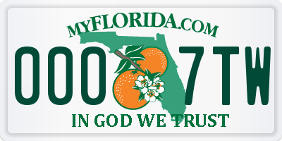 FL license plate 0007TW