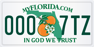 FL license plate 0007TZ