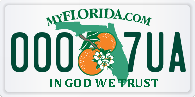 FL license plate 0007UA