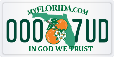 FL license plate 0007UD