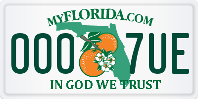 FL license plate 0007UE