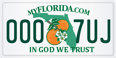 FL license plate 0007UJ