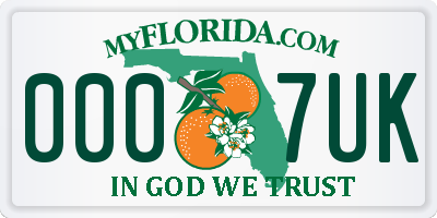 FL license plate 0007UK