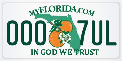 FL license plate 0007UL