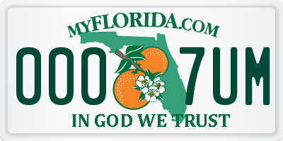 FL license plate 0007UM