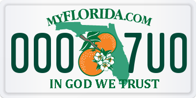 FL license plate 0007UO