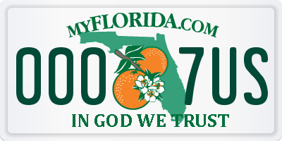 FL license plate 0007US