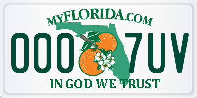 FL license plate 0007UV