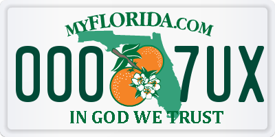 FL license plate 0007UX