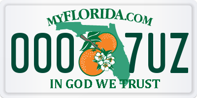 FL license plate 0007UZ