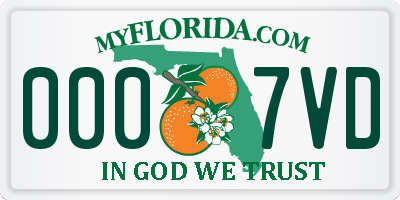 FL license plate 0007VD