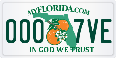 FL license plate 0007VE