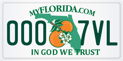 FL license plate 0007VL