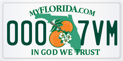 FL license plate 0007VM