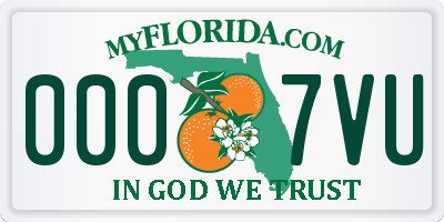 FL license plate 0007VU