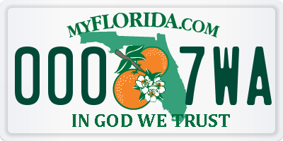 FL license plate 0007WA