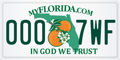 FL license plate 0007WF
