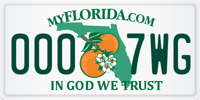 FL license plate 0007WG