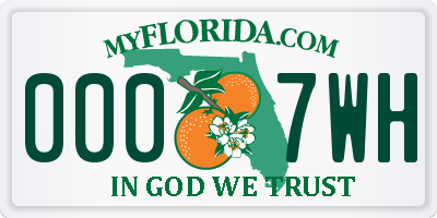 FL license plate 0007WH