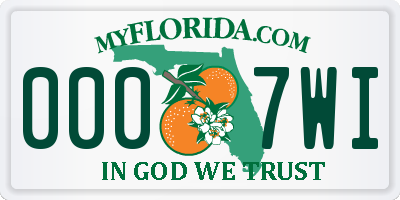 FL license plate 0007WI